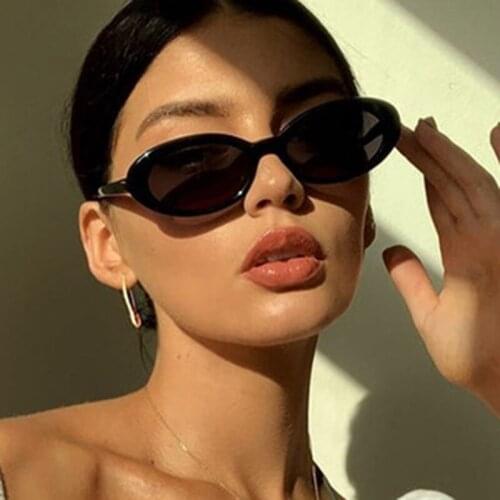 Retro Thin Oval Frame Women Men Sunglasses Pink Green Lens UV400 Eye Protection Girl Sexy Ladies Fashion Outdoor Eyewear