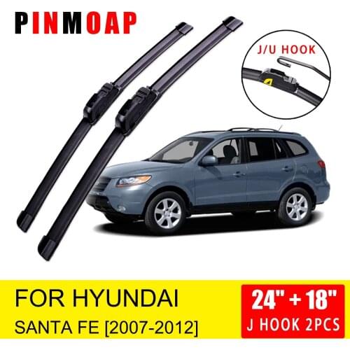 For Hyundai Santa Fe CM 2007 2008 2009 2010 2011 2012 Front Wiper Blades Brushes Cutter U J Hook