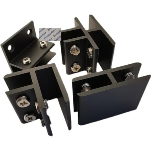 4Pcs Aluminum Alloy Cubicle Partition Glass Clip Clamp Matte Black L H T Shaped Elbow Joiner