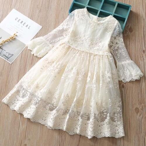 Royal style princess girls dress flare lace sleeve kids dresses for girls party wedding costumes children outfits