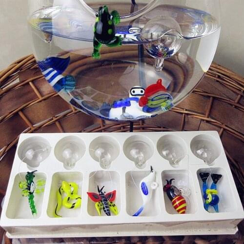 Floating glass fish - Aquarium Mini Fish Figurines - Hand blown glass fish Lamp working Glass Miniature Fish Blown Glass statues