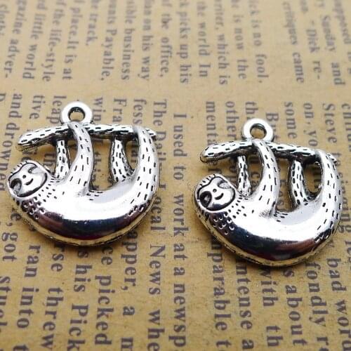 70pcs Sloth Charms 19mm x 20mm DIY Jewelry Making Pendant antique silver color