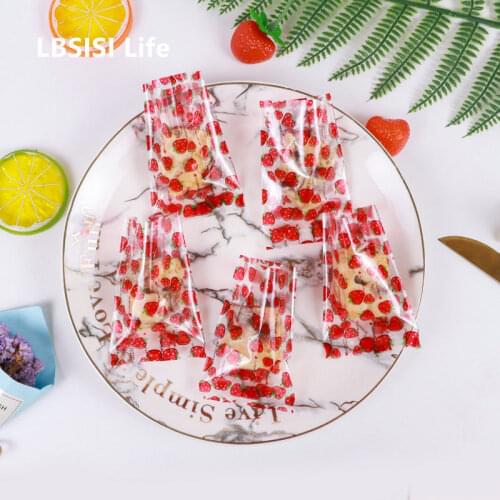 LBSISI Life 100pcs Strawberry Transparent Snowflake Crisper Sealing Bags Sweet Cookie Nougat Nordic Wind Burritos Ziplock Bags