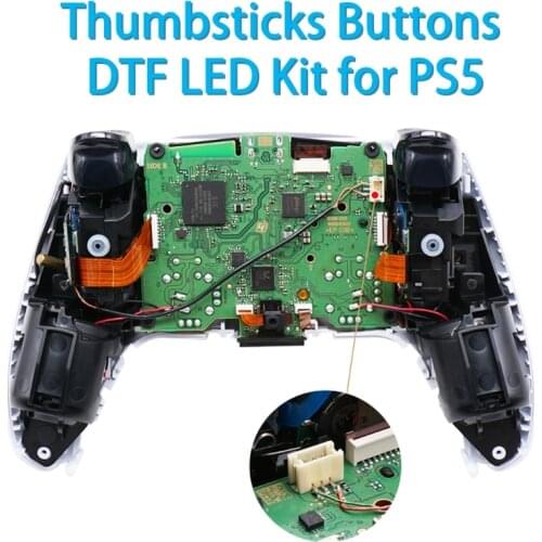 R91A Multi-Colors luminated D-pad Thumbstick Share Option Home Face Buttons , 6 Colors LED Kit for PS5 Controller