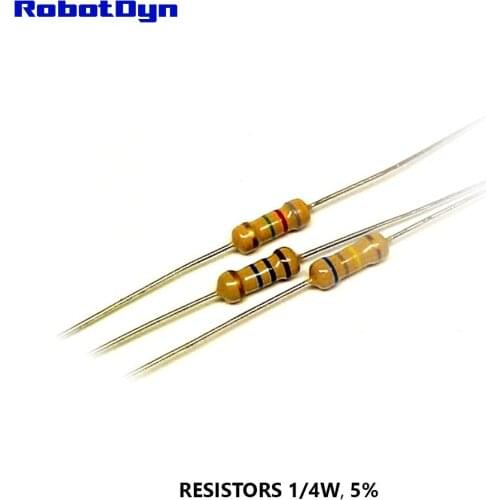 Resistor 820 Ohm, 1/4W, 5%, DIP (TH) (pack 100 PCS)