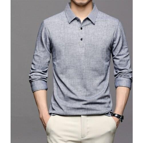 New Polo Shirt Men Cotton Breathable Casual Long Sleeve Men Polo Shirts Fashion Patchwork Male Tops Tees Men Clothing Designer