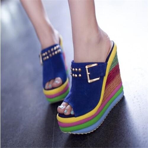 2020 womens sandals Women Summer Fashion Leisure Fish Mouth Sandals Thick Bottom Slippers wedges shoes women High Heels