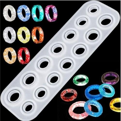 Premium Resin Ring Mold Silicone Molds for Epoxy Resin Resin Molds with 14 Different Sizes for Making Rings Earrings Pendants