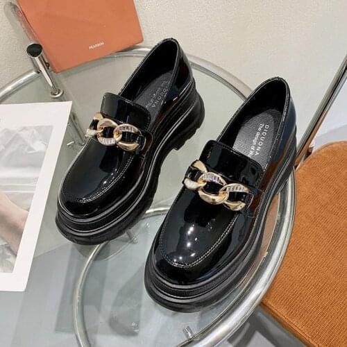 Single Shoe Women Flats 2021 New Platform Loafers Shoes for Women Spring and Summer Autumn Casual Woman Shoes with Metal A180