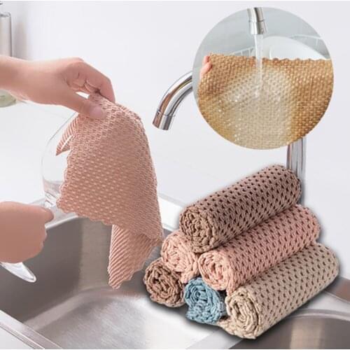 Absorbent non-linting kitchen cleaning cloth household non-oily dishwashing cloth housework cleaning towel
