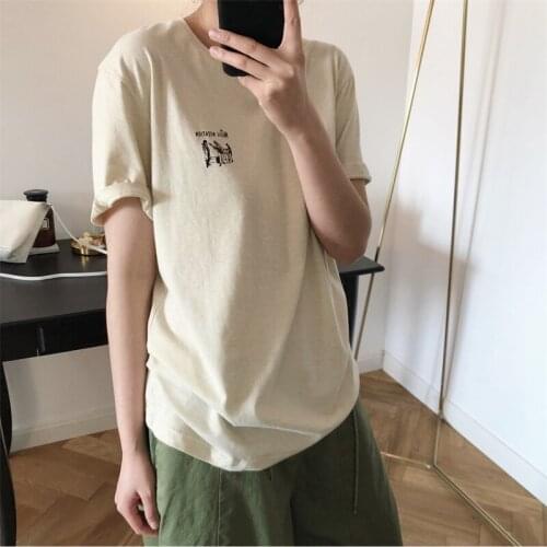 2021 New Summer High Quality Women T-shirt Cartoon Loose Fashion Round Neck Ladies Tee Casual Elegant Cotton Female Tops T183