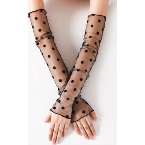 Womens Summer Sun Protection Sleeves Mesh Lace Thin Long-sleeved Bike Breathable Cycling Gloves Driving Arm Warmers Sleeves