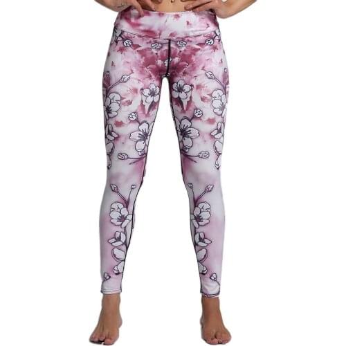 Hot Light Pink Flower Print Womens Yoga Pants S To 3xl Plus Size Girls Running Jogging Sports Leggings 3 Patterns