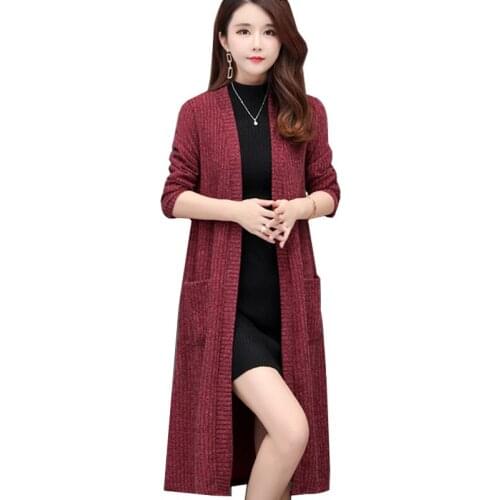Sweater Jacket Female 2019 New Long Cardigans Coats Loose Long Sleeve Thicken Autumn Knit Cardigan For Women Sweater 5XL L38