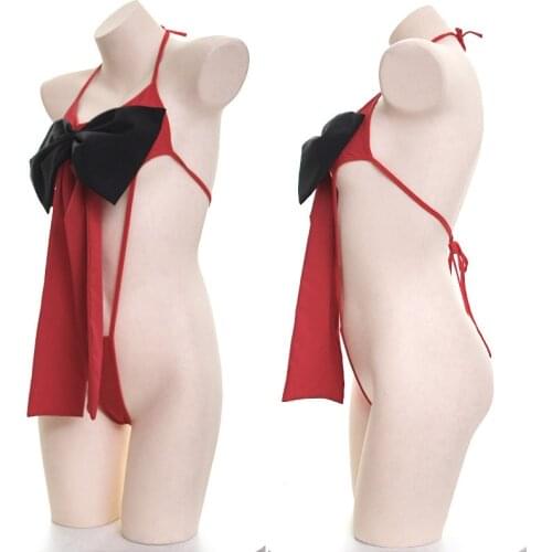 Women Japanese Sexy Lingerie Suit Gift Bow One-piece Pajamas Bikini Kimono Lolita Erotic Costumes Bra Underwear