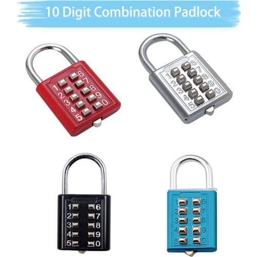 10 Digit Push Button Password Lock Combination Padlock 5 Digit Locking Anti-theft Number Push Password Mechanism for Locker