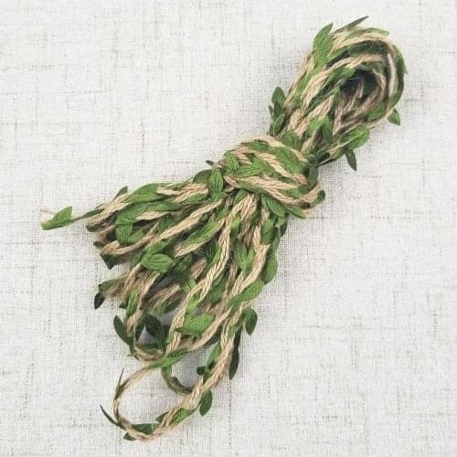 10m/lot Hemp Rope Green Leaves vine wedding Decorated Rope DIY Hang green leaves rattan Party Fabric Woven Gift Packing String