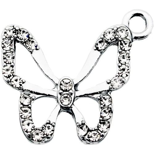 10pcs/lot crystal butterfly Dangle Charms Pendant charms Lobster Clasp Hanging For Necklace Charm Bracelet jewelry