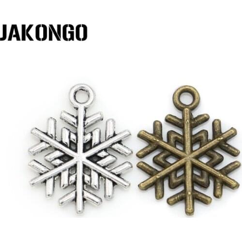 20pcs Antique Silver Plated Christmas Snowflake Charms Pendants for Jewelry Making Earrings Bracelet DIY Handmade Craft 20x16mm