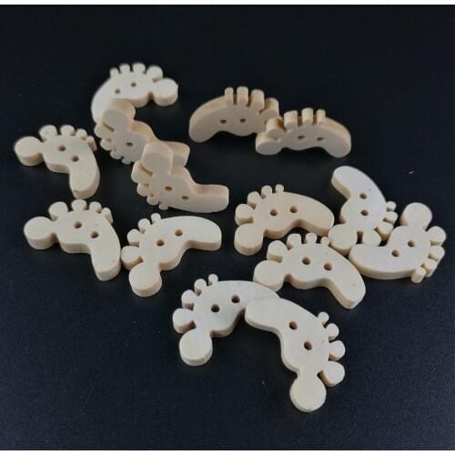 50PCS DIY Wooden Foot Shaped Natural Wood Birthday Party Supplies Wedding Decoration Hand-made Footprint Buttons