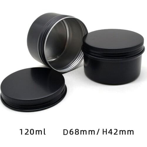 24pcs 120g 68mmx42mm Matte Black Aluminum Jar, 120ml Empty Cosmetic Metal aluminum Tin Containers