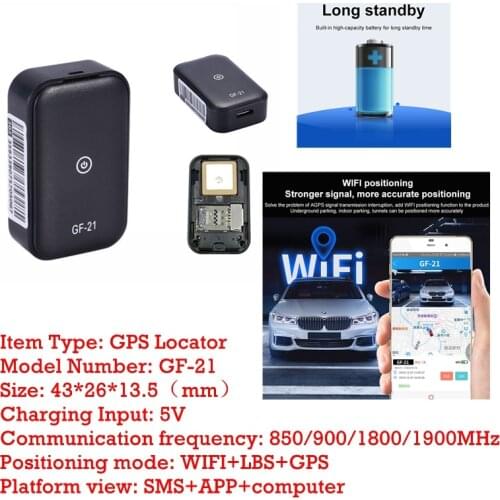 High Quality 1PC GF21 Mini GPS Car Tracker App Anti-Lost Device Voice Control Recording Locator 5V