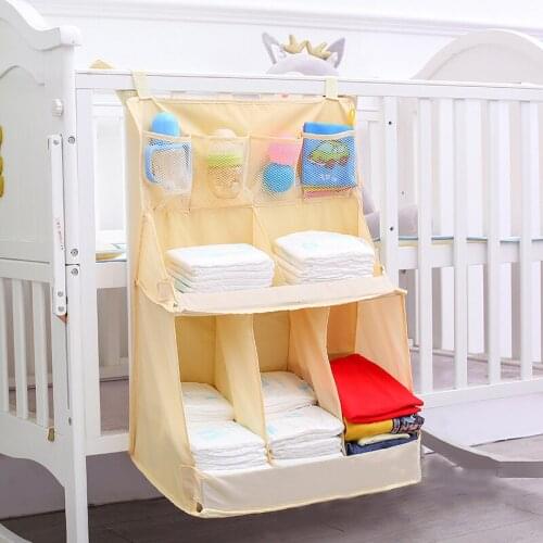 Large Childrens Bed Hanging Bag Baby Crib Storage Bags Portable Waterproof Foldable Bedside Diaper Organizer Cradle Bedding Bag