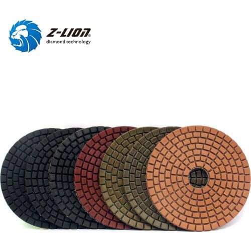 Z-LION Diamond Polishing Pads 4" Wet Set Of 7pcs For Marble Granite Concrete Countertop Floor Polishing & Grinding Premium Grade