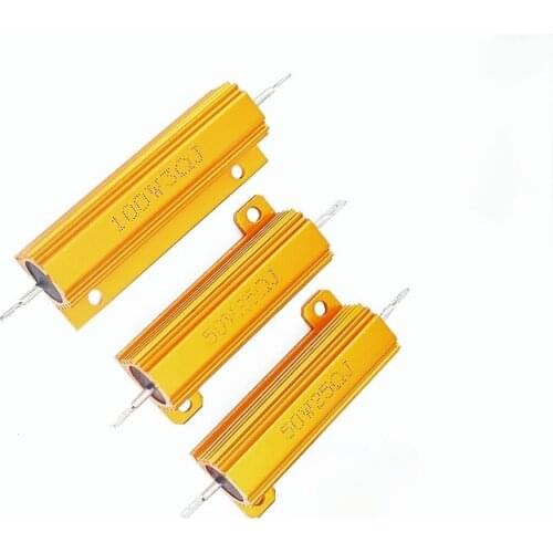 50W 100W Aluminum Power Metal Shell Case Wirewound Resistor 0.1 1 2 6 8 10 20 200 500 1K 10K ohm Power resistance RX24 Igmopnrq