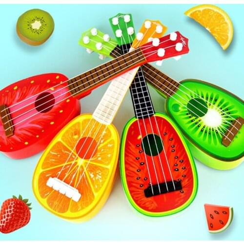 Children Guitar Baby Puzzle Educational Music Toys Summer Fruit Watermelon Lemon Pineapple Kiwi Peach Ukulele Girl Boy Gifts