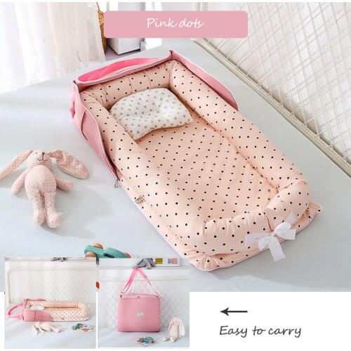 Newborn Baby Nest Bed with Pillow Printing Portable Crib Star Pattern Infant Cotton Cradle Crib Baby Bassinet Newborn Bed