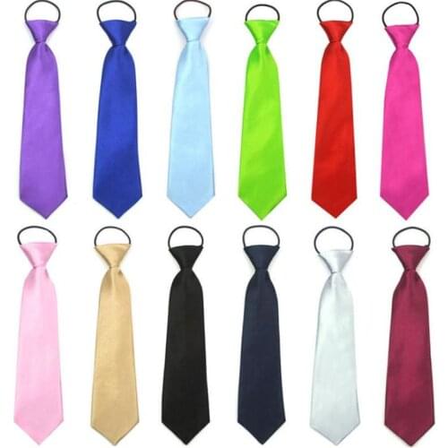 Child necktie solid tie children neckties kids elastic rope neckwear node ready easily tie red orange pink blue 2pcs/lot