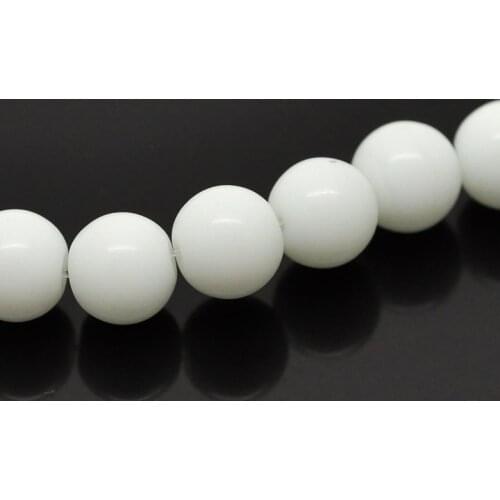 DoreenBeads 2 Strands White Smooth Round Glass Loose Beads 8mm(3/8") Dia. (B21270), yiwu
