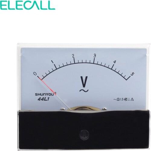 ELECALL 44L1 5V Class 1.5 Accuracy Plastic Housing Panel Meter Analog Voltmeter AC 0-5V