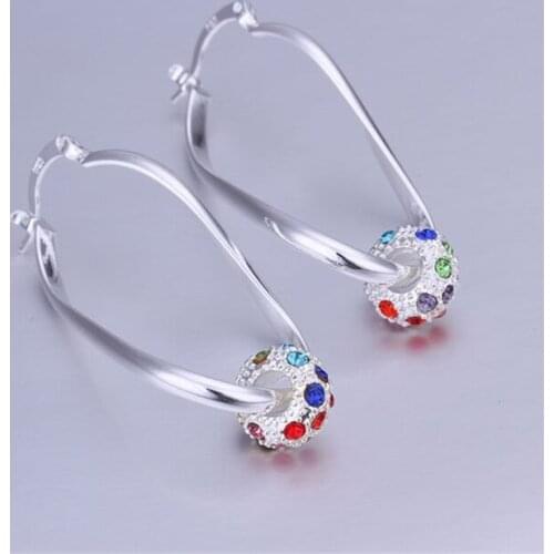 ESE245 Popular Silver Color Earrings For Women 925 Jewelry Christmas Fashion Jewelry Inlaid Color Earrings E245 /bctajuaa