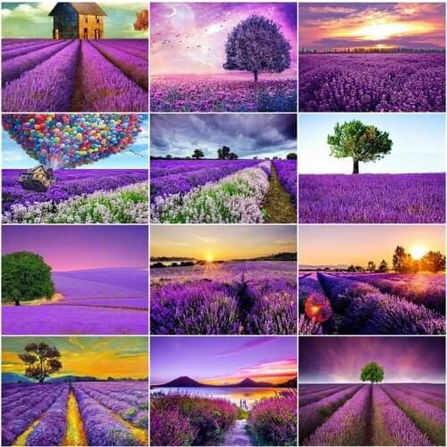 GATYZTORY Frame DIY Painting By Numbers Lavender Fields Landscape Canvas By Numbers Wall Art Picture Acrylic Paint Crafts 40x50c