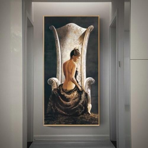 European Style Canvas Wall Art Prints Nude Lady Oil Painting Feeling Pictures Printed on Canvas for Home Decor Cuadros No Frame