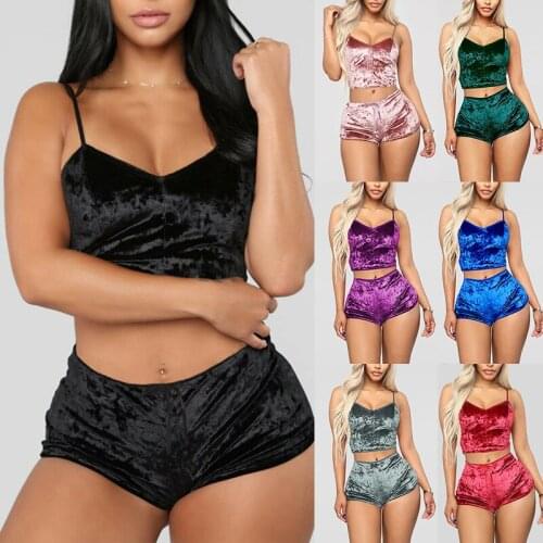 2020 Two Pieces Bra Sets Velvet Sexy Underwear Lingerie Sets Ladies Intimates Tops And Pants Sleepwear Babydoll Sets Clothing