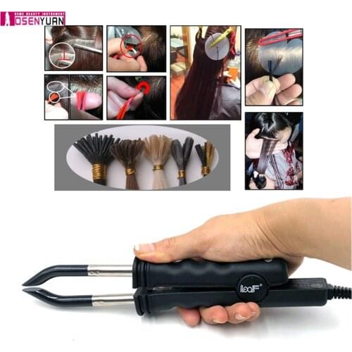 Loof Adjustable Temperature Hair Extension Iron Wand Tools Professional Mini Heat Clamp Keratin Bonding Fusion Connector Machine