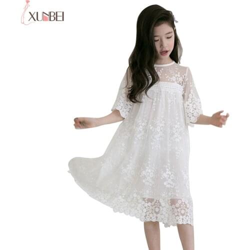 Lovely White Flower Girl Dresses Lace 2020 Pageant Dresses For Girls Kids First Communion Dresses robe de mariage enfant fille