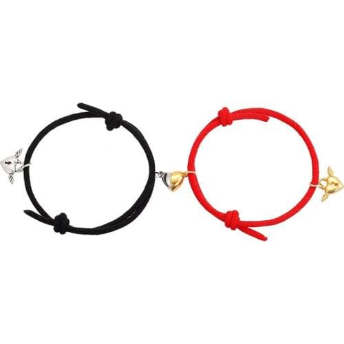 Fashion Couple Bracelet Stitching Heart Bracelets Women Cute Heart-shaped Pendant Romantic Valentines Day present for Lovers