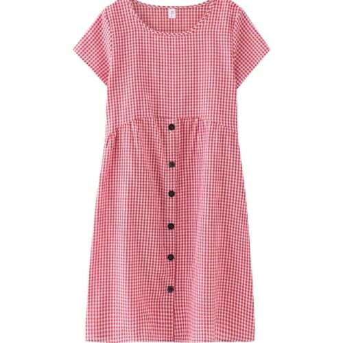Fashion Plaid Cotton Maternity Dresses Loose Clothes for Pregnant Women Dresses Pregnancy Thin Soft Plus Size Dresses Clothes