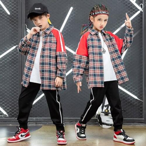 Fashion Children Jazz Dance Costume Shirt Pants Hip Hop Ballroom Dancing Clothing Long Sleeve Sets Kids Performance Dance Cloths