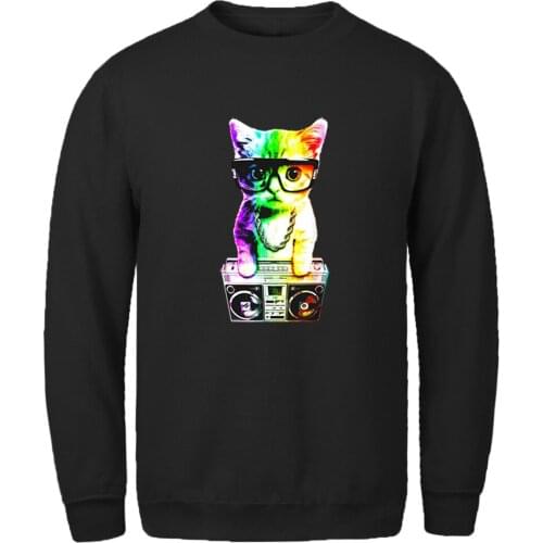 Mens Sweatshirt Colored Cat Streetwear Fashion Hoodie Vintage Standard Leisure Mans Clothing 2020 New Autumn Supoleron Hombre