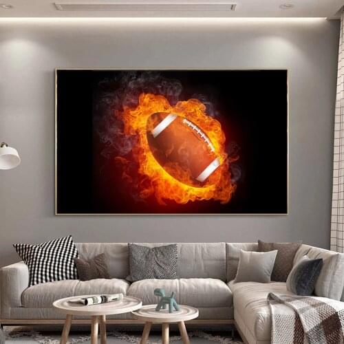 Wall Art Football Canvas Painting American Retro Football Basketball Poster Nordic Style Modern Home Living Room Decoration