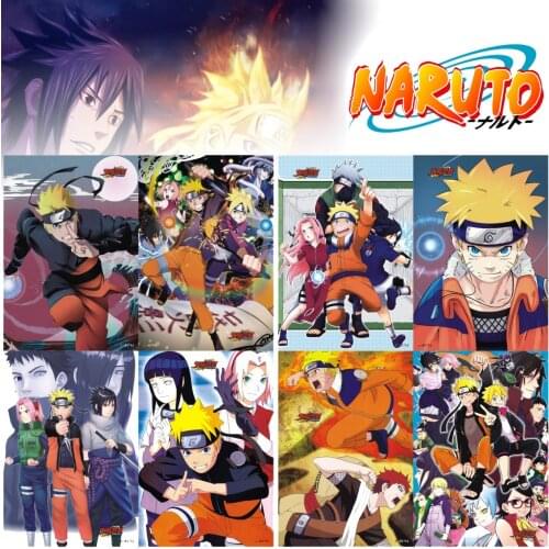 Anime Naruto Posters New Stickers 8 Piece /set High Quality Embossing Posters Naruto Sasuke Kakashi Sakura Stickers For Children