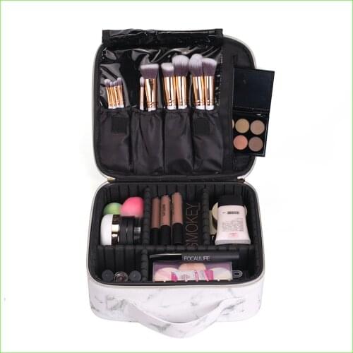 2020 PU leather Waterproof Makeup organizer Women Professional Cosmetic Case Make Up box