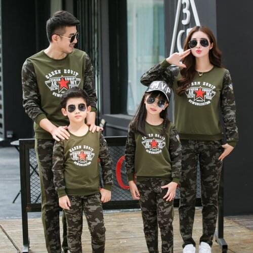Family Matching Outfits Clothes Cotton Sportswear Suits Leisure Family Look Long Sleeve T-shirt+Pants Pair Clothes Family Sets