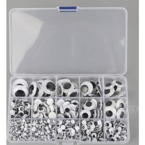 10/15 Grid Mixed Approx 600/900pcs 5-15mm/5-24mm Plastic Toy Eyeballs Self-adhesive Wobbly Googly Eyes For Doll Toy Accessories