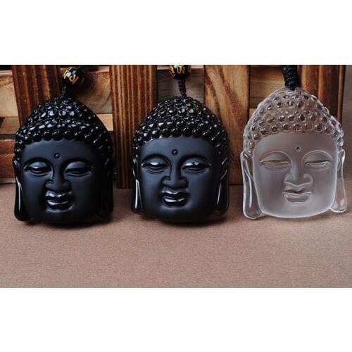 A genuine natural white crystal Wujin ice Obsidian Shakya Mani Buddha head pendant pendant